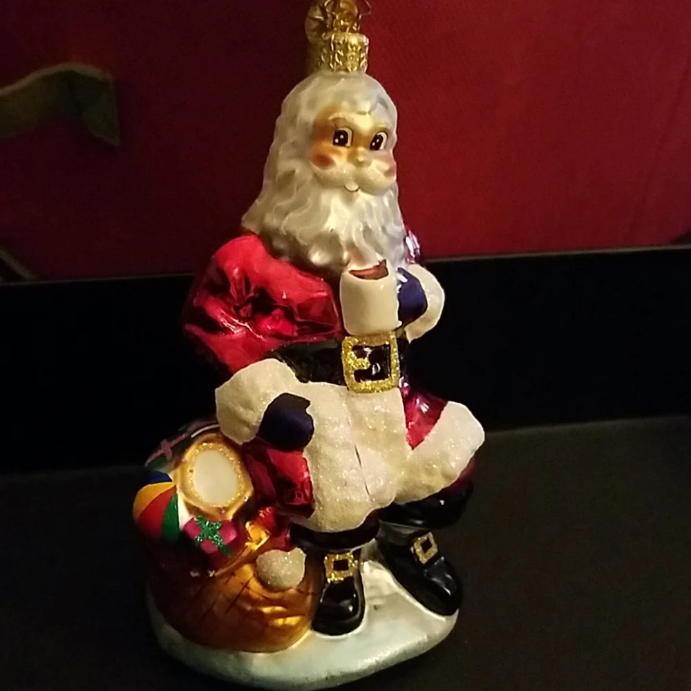 Radko Santa Claus Christmas Ornament Drinking Cocoa or Coffee